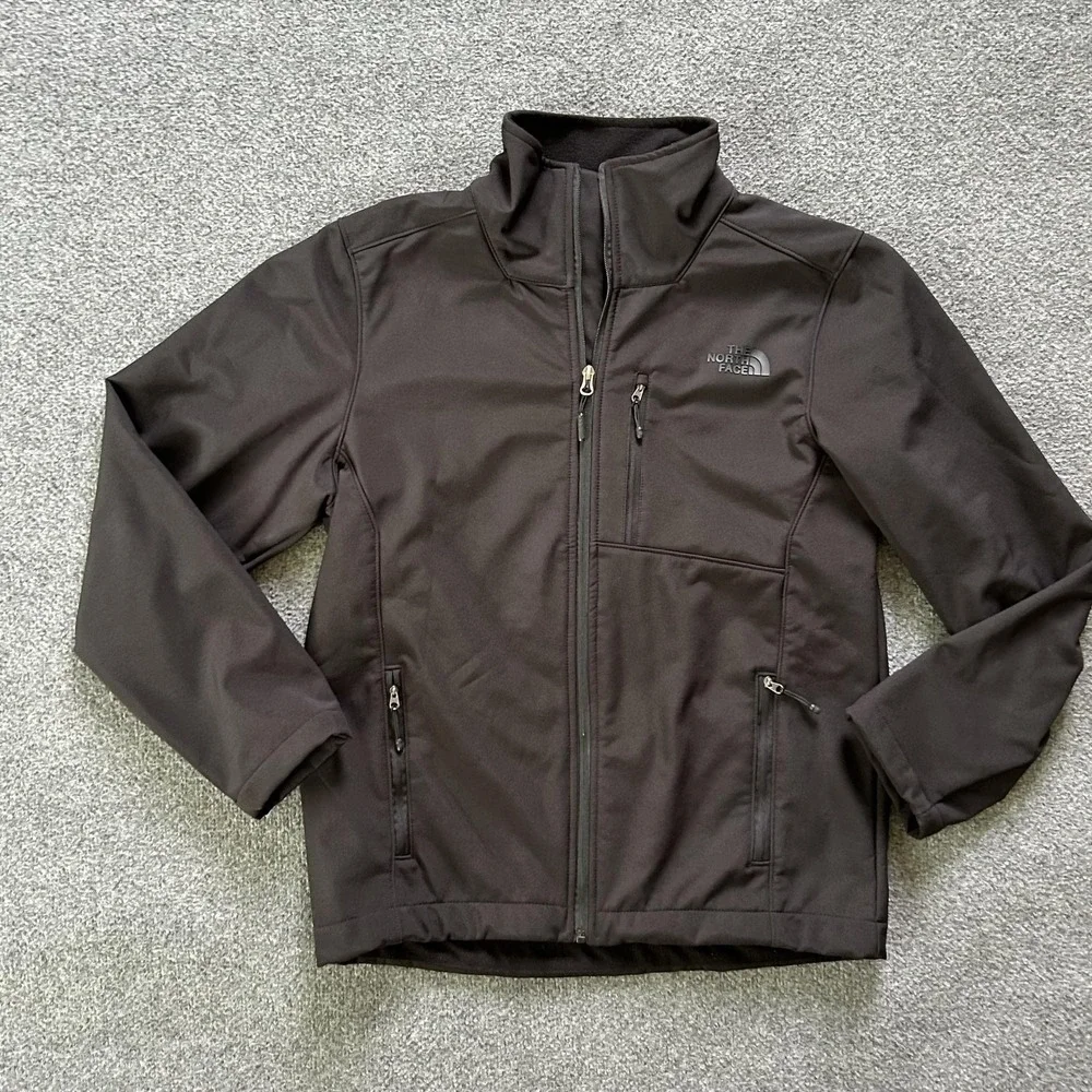 The North Face Softshell Jacket Mens Medium Black Full Zip Windbreaker Outdoor